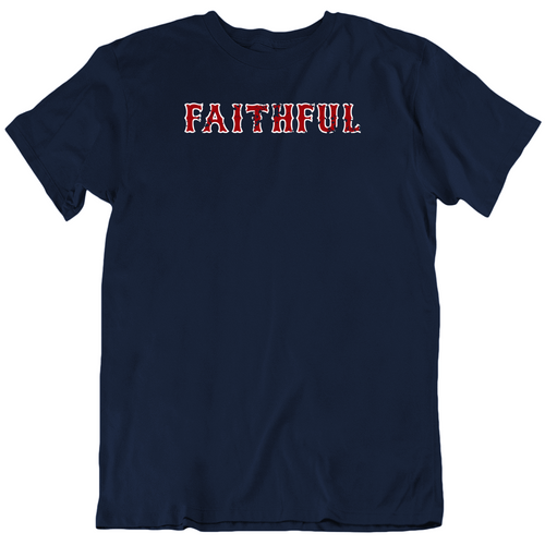 Boston Faithful Baseball Fan Distressed Navy T Shirt - 1487248658