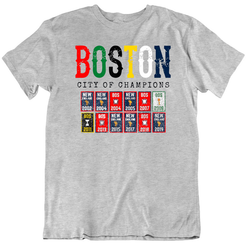 Boston City of Champions Boston Sports Fan Distressed T Shirt - 3979602626