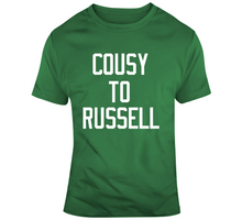 Load image into Gallery viewer, Cousy to Russell Boston Legends Basketball Fan T Shirt - 4906401154