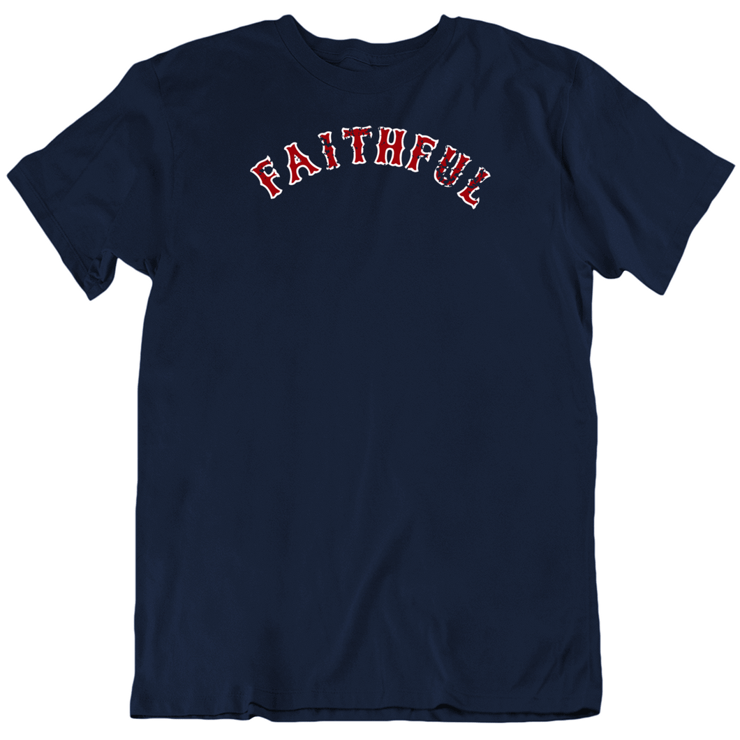 Boston Faithful Baseball Fan Distressed Navy V2 T Shirt - 506869702