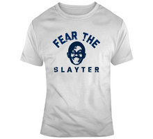 Load image into Gallery viewer, Fear The Slayter Matthew Slayter England Football Fan Distressed T Shirt - 5619666432