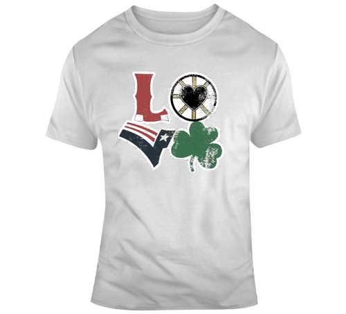 Boston Sports Teams Boston Love Hockey Basketball Football Baseball Fan T Shirt - 5823309348