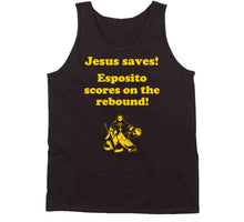 Load image into Gallery viewer, Jesus Saves Esposito Scores on the rebound Boston Hockey Fan v2 T Shirt - image_0ac5f174-3850-4f08-b787-4c727e960e56