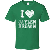 Load image into Gallery viewer, Jaylen Brown I Heart Boston Basketball Fan T Shirt - image_1a1c3e4e-82a4-46cb-a0bc-5e71ff3a4b38