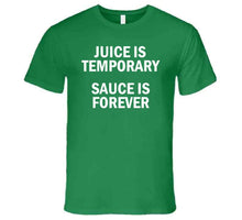 Load image into Gallery viewer, Juice Is Temporary Sauce Is Forever Kyrie Irving Boston Basketball Fan T Shirt - image_1d4fb669-d585-47a2-ac16-62e6d3215edb