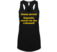 Load image into Gallery viewer, Jesus Saves Esposito Scores On The Rebound Boston Hockey Fan T Shirt - image_377bc838-ffda-4416-85b8-c436e05ef98b