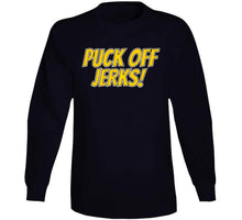 Load image into Gallery viewer, Puck Off Jerks Beat The Jerks Boston Hockey Fan T Shirt - image_392a8792-f225-4f54-9d57-d3c5fde09484