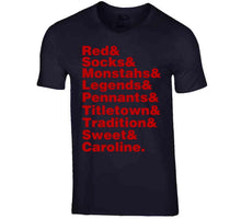 Load image into Gallery viewer, Boston Baseball Fan Tradition Names T Shirt - image_3ec2af44-268b-4bd0-a6c8-fd8d065a312c