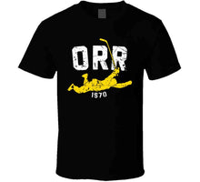 Load image into Gallery viewer, Bobby Orr Score And Soar Distressed Boston Hockey Fan T Shirt - image_48800d49-0e38-488d-9594-f8ba39eca4ad