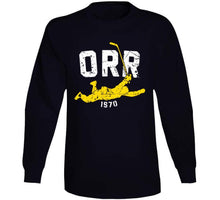 Load image into Gallery viewer, Bobby Orr Score And Soar Distressed Boston Hockey Fan T Shirt - image_4c5c93a5-a814-4673-9b74-41c83082d477