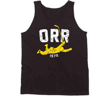 Load image into Gallery viewer, Bobby Orr Score And Soar Distressed Boston Hockey Fan T Shirt - image_63c5d830-ed5a-454e-a04a-0ab953096aa4