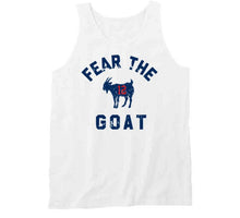 Load image into Gallery viewer, Fear The Goat Tom Brady New England Football Fan Distressed T Shirt - image_64b5941b-6cc6-4e54-a5eb-56420a6f6f48