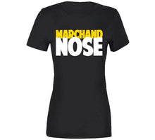 Load image into Gallery viewer, Brad Marchand Knows Nose Parody Funny Boston Hockey Fan T Shirt - image_8b6d80d1-eaf0-481b-997c-cf9087408cca