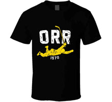 Load image into Gallery viewer, Bobby Orr Score And Soar Distressed Boston Hockey Fan T Shirt - image_8bea5015-fa45-4fc9-a401-c52c21ac7d31