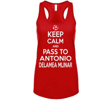 Load image into Gallery viewer, Antonio Delamea Mlinar Keep Calm Pass To New England Soccer T Shirt - image_9a111e60-c28c-44b9-b0bd-765a01c85a63