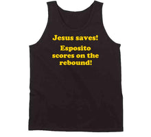 Load image into Gallery viewer, Jesus Saves Esposito Scores On The Rebound Boston Hockey Fan T Shirt - image_b7b57f7e-e592-4727-9e71-c754f5b0698b