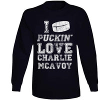 Load image into Gallery viewer, Charlie McAvoy I Love Boston Hockey Fan T Shirt - image_c6d5a471-0ad9-4a38-8aa7-769c1bc4f078