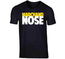 Load image into Gallery viewer, Brad Marchand Knows Nose Parody Funny Boston Hockey Fan T Shirt - image_cad6e8f8-c26b-4658-9687-7bd4f1dcb5ed