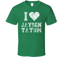 Load image into Gallery viewer, Jayson Tatum I Heart Boston Basketball Fan T Shirt - image_e5d5d13c-97d8-4152-93cb-d7d9f3019bd5