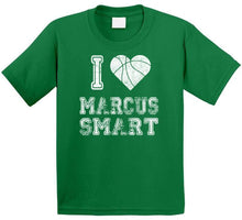 Load image into Gallery viewer, Marcus Smart I Heart Boston Basketball Fan T Shirt - image_f8dd350a-ef95-4e3f-8014-2f65a5b3d243